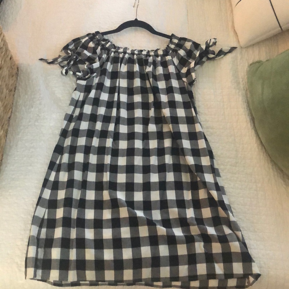 Loft off the shoulder gingham dress